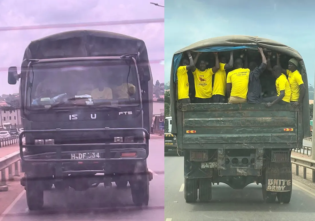 Ugandan Military Truck Caught Transporting NRM Supporters; Bobi Wine Slams Museveni Over ‘Blatant Lawlessness’