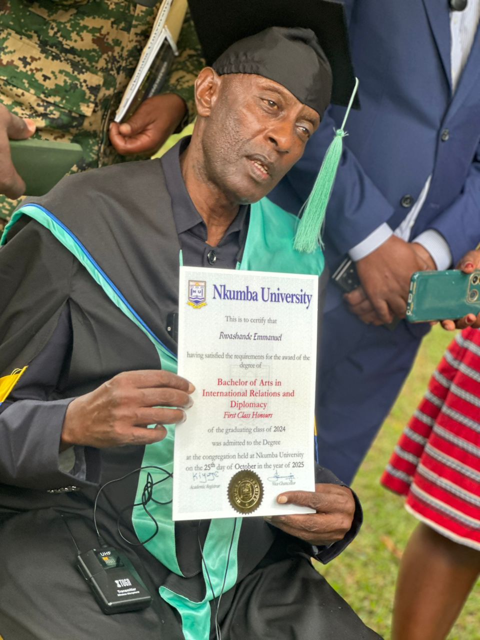 Retired Brig. Gen. Emmanuel Rwashande Graduates with First-Class Degree from Nkumba University